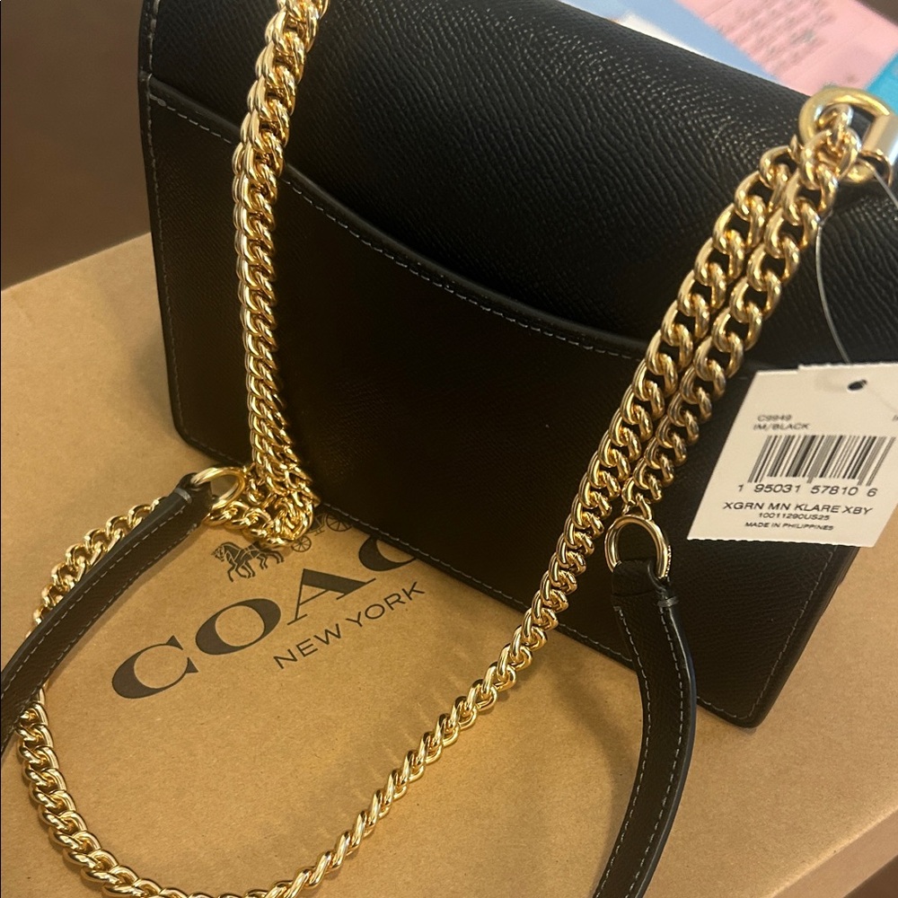 Coach Black Crossbody Bag with Gold Accents - Picture 3 of 3